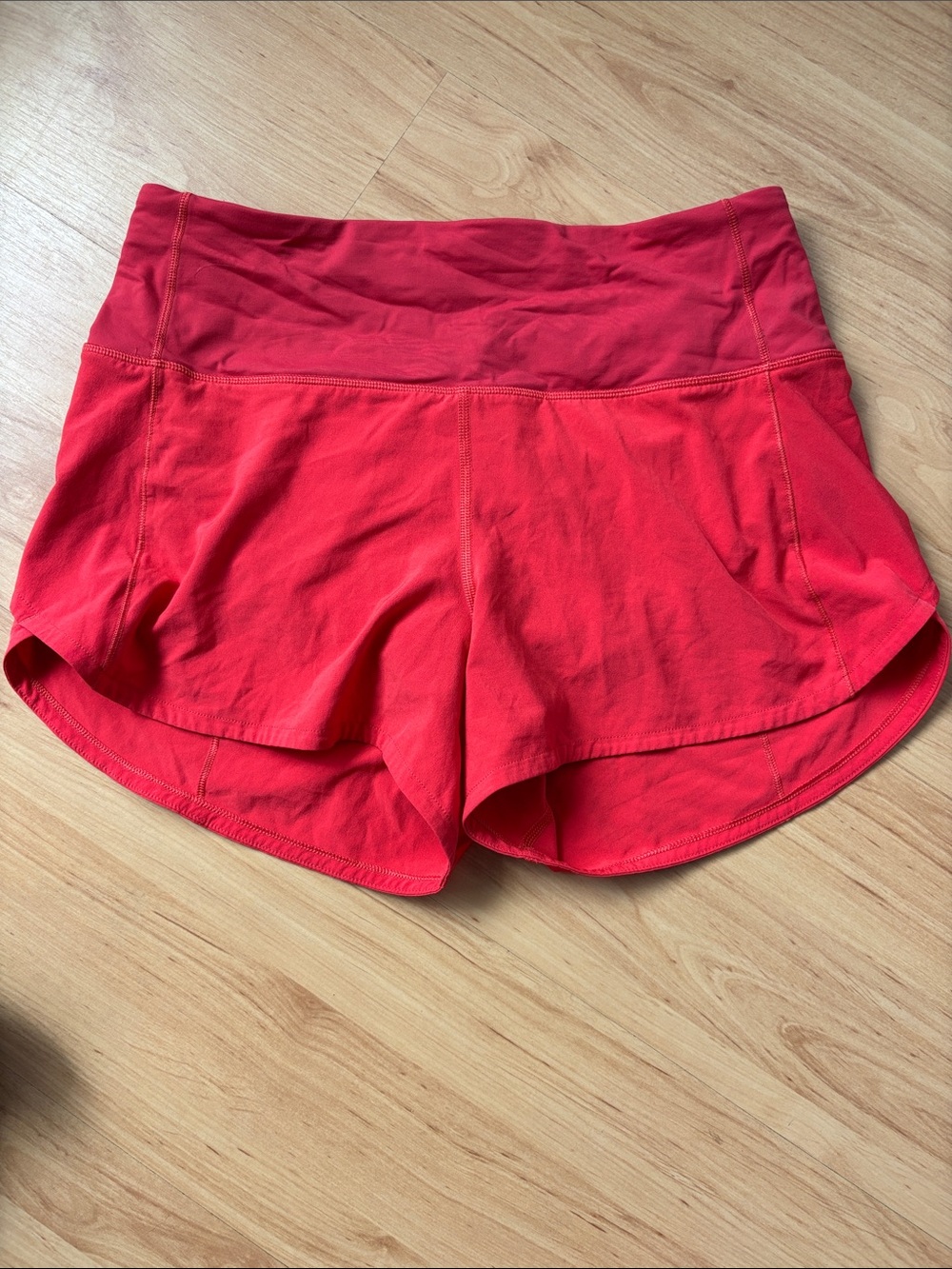 lululemon athletica Bright Red Athletic Shorts with High Waistband